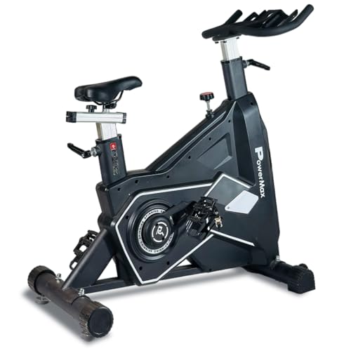 Image of PowerMax Fitness BS-3600C Commercial Spin Exercise Bike, 24 Kg fly wheel, Max user 180kg, Belt drive, Manual braking, 2pc Crank, Adjustable pedal and seat, Leather Cushion seat, Stride Length 400mm