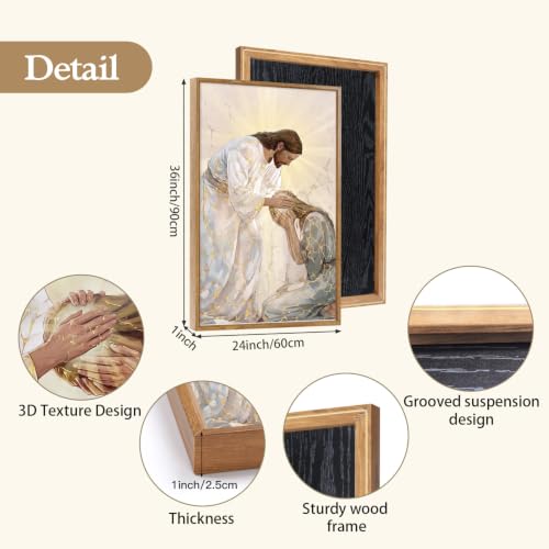 Image of CHDITB 3D Textured Framed Jesus Embrace Woman Christian Healing Wall Art