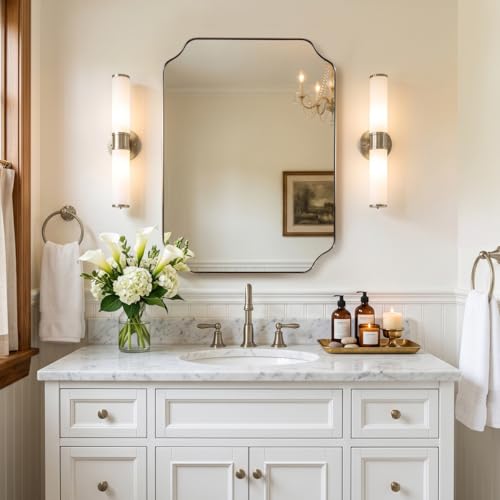 MIRRORART Scalloped Brushed Nickel Mirror