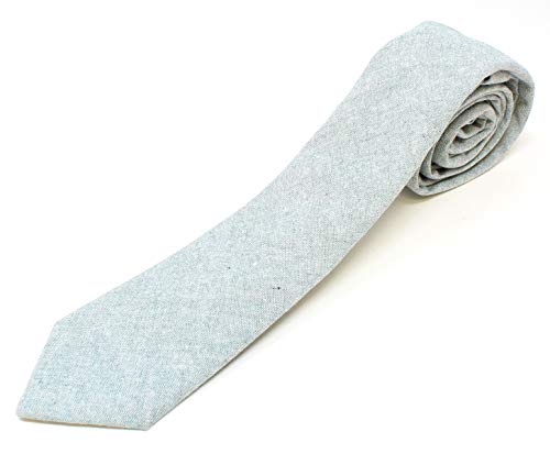 Image of Men's Chambray Cotton Skinny Necktie Tie Textured Distressed Style - 2.5 inch Width