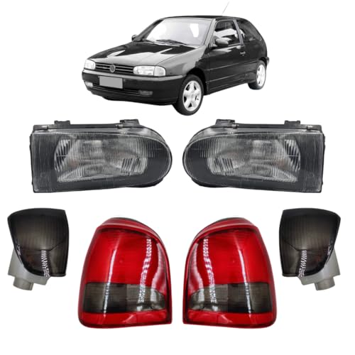 Kit Farol Máscara Negra, Lanterna e Pisca Fumê Gol Bola G2