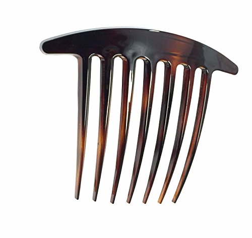 Parcelona French Basic 7 Teeth Large Tortoise Shell Set of 2 Celluloid Side Hair Comb
