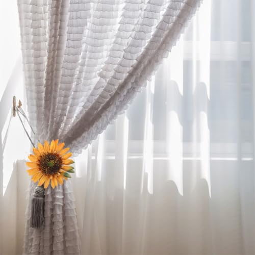 Pinzas para cortinas Tofficu de girasol de metal y tela, accesorios para ventanas de dormitorio 7