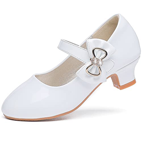 Image of Dufannie Girls Dress Shoes Princess Flats Heels for Toddler Little Big Kids