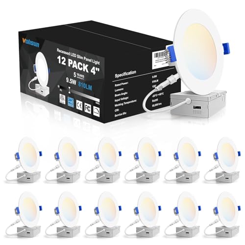 Image of VOLISUN 12 Pack 4 inch Recessed Lighting, 5CCT, 9.5W Eqv 80W, 810LM