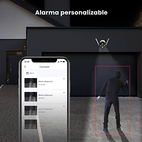 Miniatura 4 de Tenda Camara Vigilancia Domicilio WiFi Exterior Interior - Visión Nocturna en Color 30m, Cámara Bala de Seguridad, Control App, AI Detección Humana Audio Bidireccional, Compatible con Alexa, CT3 1080P