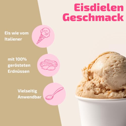 Erdnuss-Eispaste » 100% geröstete ERDNUSSkerne » für selbstgemachtes leckeres Eis » ohne künstliche Aromastoffe » auch zum Verfeinern von leckeren Desserts, Getränke uvm. » Inhalt 250 g – Bild 3