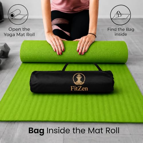 Image of 6mm EVA Yoga Mat with Carry Strap, Non-Slip Exercise & Workout Mat for Yoga, Pilates, Stretching, Meditation, Home Gym (Green)