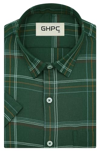 Image of GHPC 100% Cotton Checkered Half Sleeves Regular Fit Formal Shirt for Men