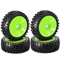 KEALBAUS 4 Piezas 1/8 RC Neumático de la Rueda de Goma 120MM 112MM Neumático 17mm Cubo Hexagonal para 1/8 RC Coche en Carretera Todoterreno Accesorios de Reemplazo, Negro