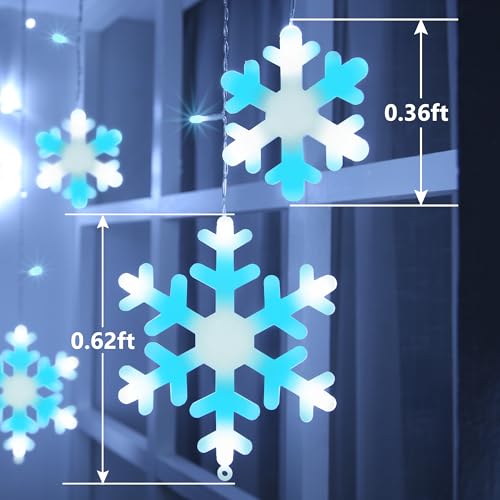 Toodour Christmas Snowflake Lights Outdoor, 17.22ft 264 LED Snowflake Icicle Lights with 22 Drops, Connectable, 8 Modes Waterproof Christmas Light for Eaves, Window, Xmas Decor - White & Ice Blue by Toodour - Image 4