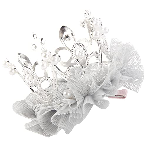 Nishine Pinces à cheveux en forme de couronne pour enfants avec couronne de princesse en tulle, cadeaux pour enfants (argent)