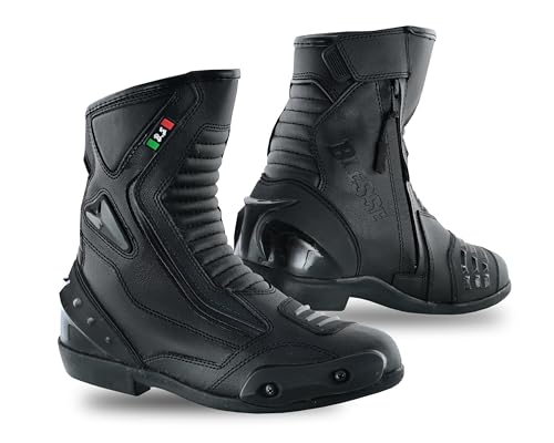 BI ESSE -Stivali Moto In Pelle,Scarpa Per Motocicletta Impermeabile,Traspiranti,Stivaletti Invernali