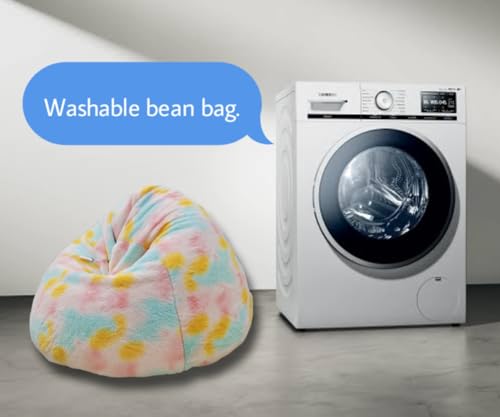Image of New Tie Dye Rainbow Design Furry, Bean Bags with Beans Filled, Chair. Premium and Luxurious Fur Bean Bag with thermocol Balls XXXL (Floral)