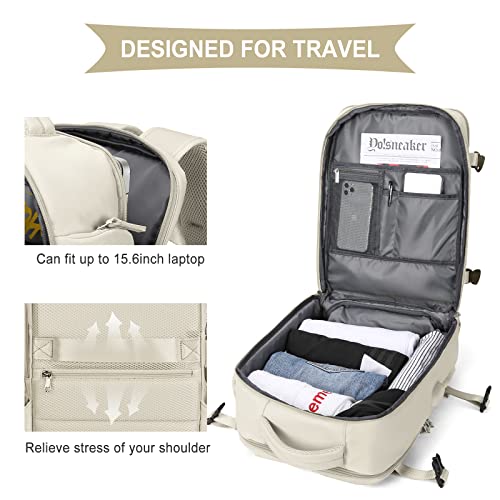 Large Travel Backpack Women, Carry On Backpack,Hiking Backpack Waterproof Outdoor Sports Rucksack Casual Daypack With Usb Charging Port Shoes Compartment,Beige #TOP6