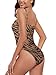 RELLECIGA Women's Zebra Striped High Cut Bandeau One Piece Swimsuits with Adjustable Shoulder Straps Size X-Large