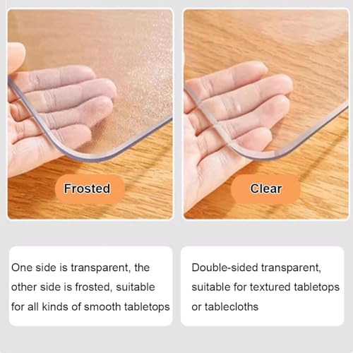 Nappe transparente PVC film protection table bord biseauté givré imperméable