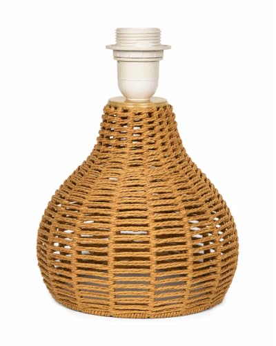 Image of Homesake Handwoven Rattan Table Lamp with Fabric Shade, Boho Bedside Lamp for Bedroom, Decorative Cane Lamp for Living Room, Warm Ambient Lighting, Raffia Spinning Home Decor, Gond Shade