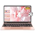 bvate 2025 PC Portatile Computer 14 Pollici Notebook Win 11 256GB Supporta l' espansione 1TB SSD 2.4G+5G 1080P con mouse senza fili & & Film in lingua siliconica per tastiera(Italiana)-Oro rosa-1