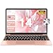 bvate 2025 PC Portatile Computer 14 Pollici Notebook Win 11 256GB Supporta l' espansione 1TB SSD 2.4G+5G 1080P con mouse senza fili & & Film in lingua siliconica per tastiera(Italiana)-Oro rosa-1