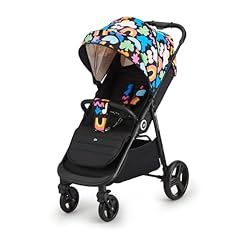 Kinderkraft GRANDE PLUS Passeggino Leggero dalla Nascita fino 22 kg, Pieghevole con una Mano, Posizione Sdraiata, L'ammortizzazione su Tutte le Ruote, Cappottina XL, Happy Shapes