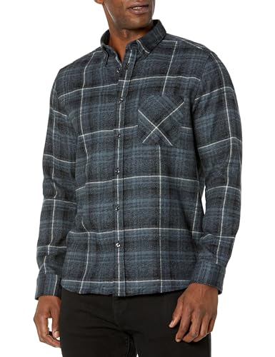 HUGO Men's Relaxed Fit Checked Pattern Flannel Button Down Shirt