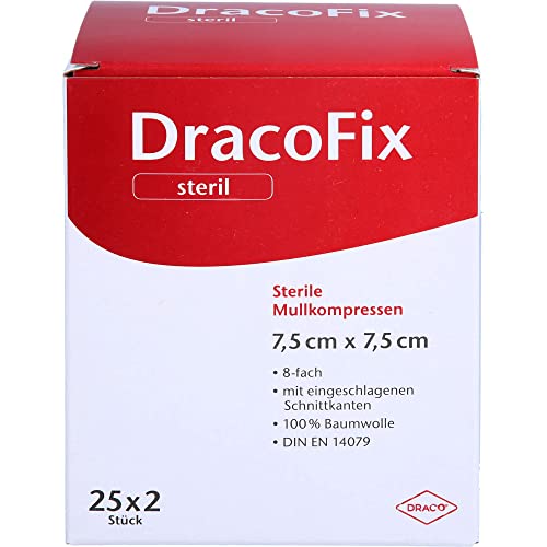DRACOFIX PEEL Kompressen 7,5x7,5 cm steril 8fach 25X2 St