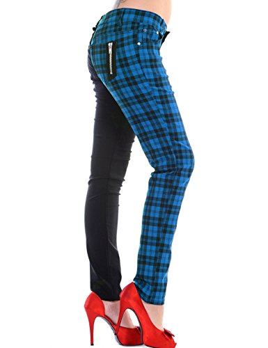 Banned, jeans stile punk, skinny, tartan, metà