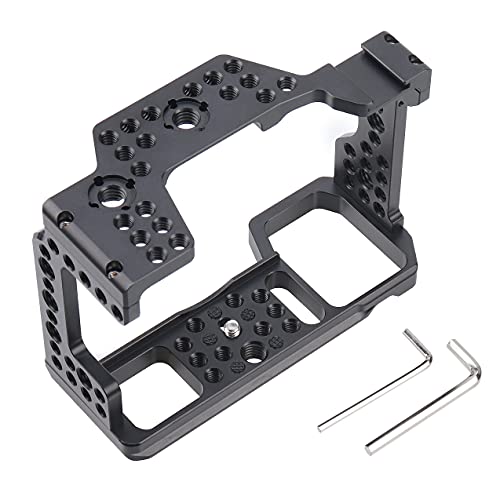 Image of FocusFoto Camera Cage Video Filmmaking Stabilizer Rig Aluminium Alloy Extension Frame with Cold Shoe and 1 /4 inch 3 /8 inch Screw Mouting for Sony A9 / A7RIII / A7III / A7RM3 / A7M3 / A7R3 Camera