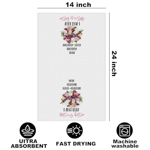 Image of Great Grandma Kitchen Towels 24x14 Inch, Great Grandma Gifts Reusable Dish Towels for Kitchen Bathroom Decor, Waffle Weave Absorbent Hand Cloth Tea Towel, Grandmas Gifts from Grandson Granddaughter