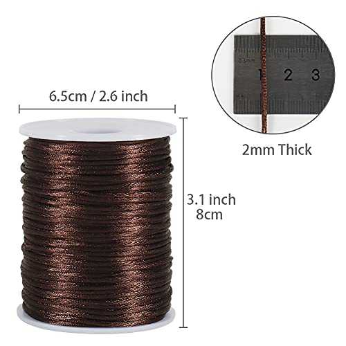 Image of Tenn Well 295ft 2mm Satin Cord Brown Nylon for Macrame Bracelets | Satin nylon string for necklaces, jewelry making, beading, arts & crafts