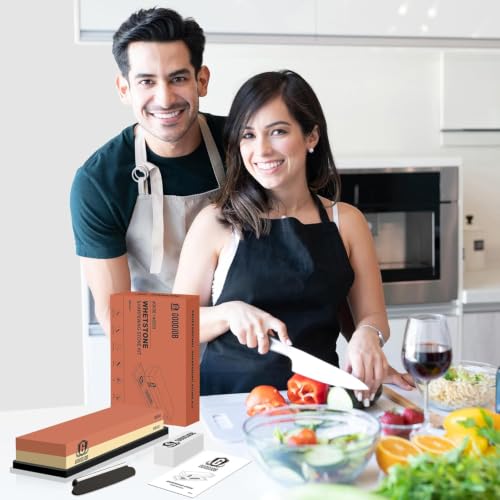Image of Premium Knife Sharpening Stone Kit with Angle Guide & Flattening Stone
