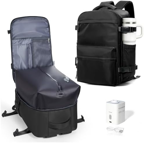 Vakuum Reisen Rucksack Handgepäck Flugzeug Tasche Airbag mit Vakuumsystem | Vacuum Reiserucksack mit Pumpe Laptop Travel Backpack Rucksack Damen Wasserdicht Tagesrucksack Herren Ko