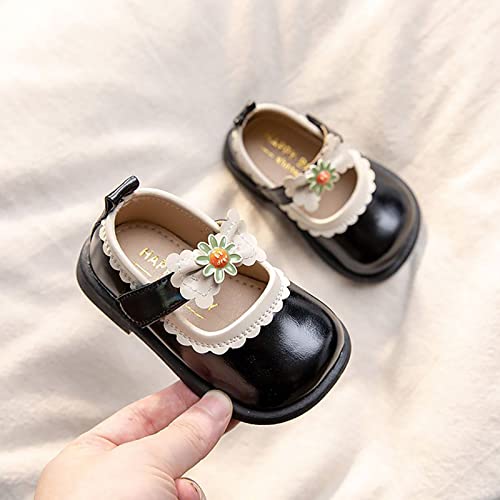 Baby Infant Shoes Boy Girl Sandals First Walkers Prewalkers Athletic Non-Slip Leather Flat Sandals (Black, 6.5 Infant)3