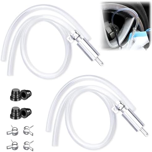 2 Pcs Brake Bleeder Hose - One Way Check Valve Tube Bleeding Tool Kit for Car Motorcycle Clutch,Universal Brake Fluid Bleeder Kit,Soft Tube with Metal Clips,Car Clutch Fluid Replacement Hose