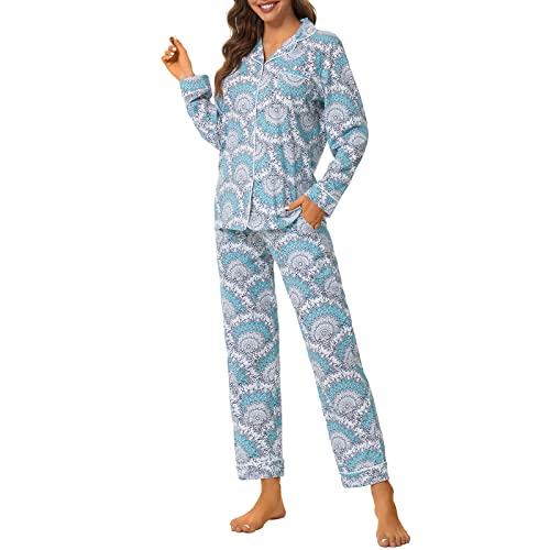 Image of Tugege Pajamas Set Long Sleeve Sleepwear Womens Button Down Nightwear Pj Sets