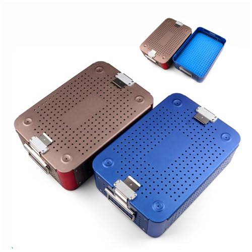 Bandeja de esterilización de aluminio resistente, caja de herramientas quirúrgicas de doble capa con almohadilla de silicona a prueba de golpes, caja portátil de herramientas para cirugía quirúrgica