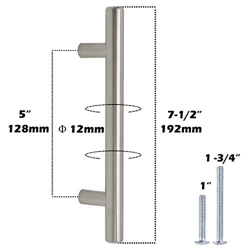 Gobrico 10 Pack Brushed Nickel Cabinet Handles 5" Hole Centers,7.5" Total Length, Satin Nickel T Bar Drawer Pulls, Modern Cabinet Hardware Stainless Steel #TOP5