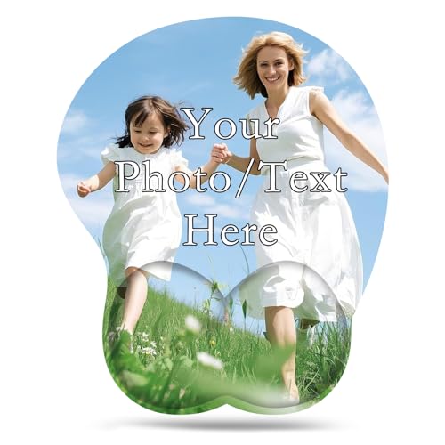 Personalised Mouse Mat Custom Mouse Pad with Wrist Support Ergonomic Small Mouse Pad with Photo Text for Gaming Keyboard Computer Laptop