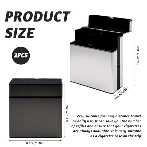 Mritrit 2 Stück Große Metallbox, Retro Metalletui für Herren Geschenk, Vintage Aufbewahrungsbox mit Flip Top und Trennungsdesign für 40 (Schwarz und Silber)