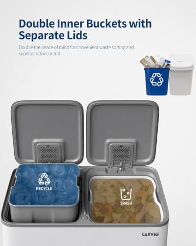 Caneca de basura rectangular con doble compartimiento y pedal miniatura 5