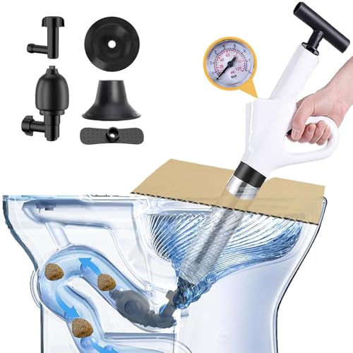 Image of High Pressure Air Plungers,Toilet Plunger Clog Remover for Bathroom Heavy Duty,Toilet Unclogger with Real Time Barometer,Suitable for Toilet, Floor Drain, Sewer