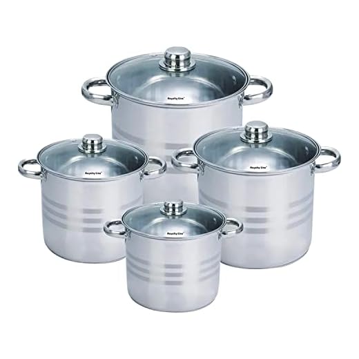 Royalty Line Rl-Sp8:8-Piezas Juego de sartenes de acero inoxidable profundo