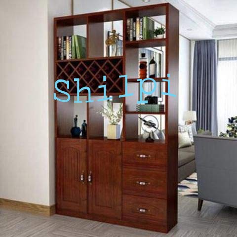 Shilpi Wooden Partition with Drawers (Style 1)-image-3