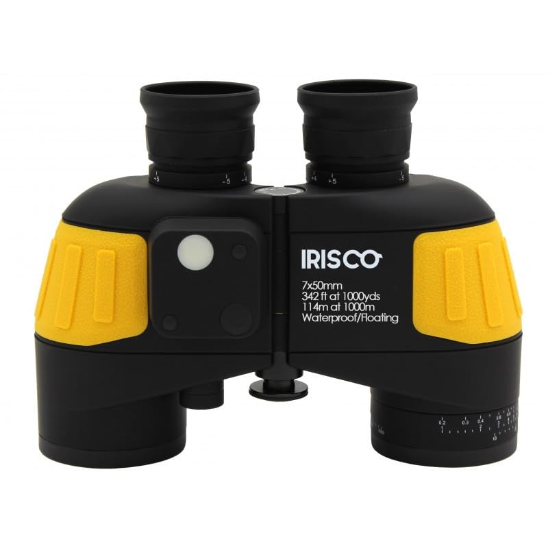 Jumelles Marines IRISCO 7x50 avec Compas rétroéclairé – Flottantes, étanches IPX7 – Vision Claire Multicouche – Prismes BaK4 – Idéales pour Navigation, Voile, Observation et activités extérieures