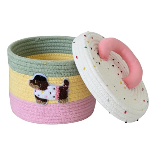 Panier de rangement en corde tissée avec couvercle boîte déco - 2