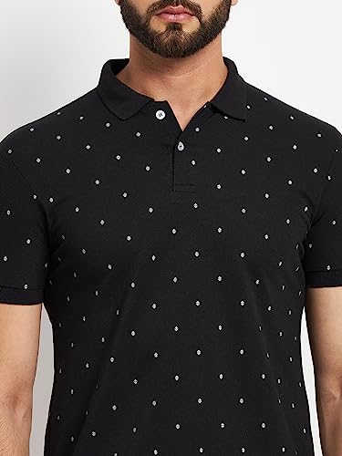 Image of Men's Cotton Half Sleeves Printed Polo T-shirt-POLO105