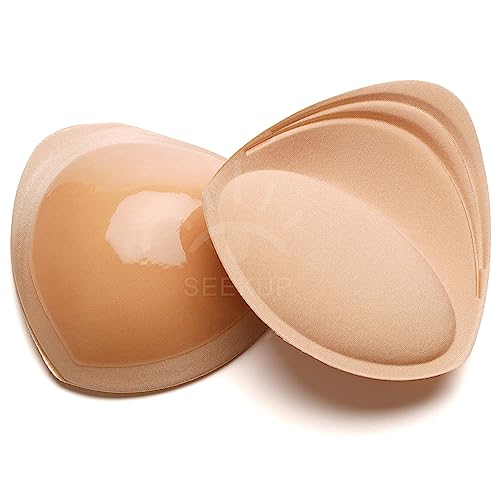 Women Extremely Lightweight Sticky Sponge Bra Pad Breast Enhancers Waterproof Push Up Pads Self-Adhesive Bust Enhancement For Swimsuit Bikini Sport Bra, Triangle #TOP1