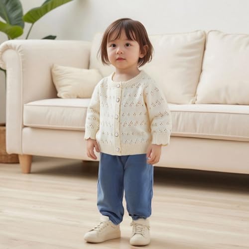 Newborn Baby Girl Knit Sweater Cardigan Solid Cutout Button Down Sweatshirt Top Jacket Outfit Infant Fall Clothes2