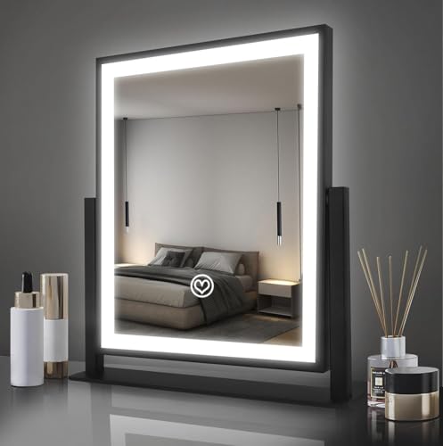 Beelux Vanity Mirror with Lights 11 Makeup Mirror with Dimmable Light Smart Control Memory Adjustable 3 Modes Lighted LED Mirror for Christmas Birthday Thanksgiving Mothers Day Black